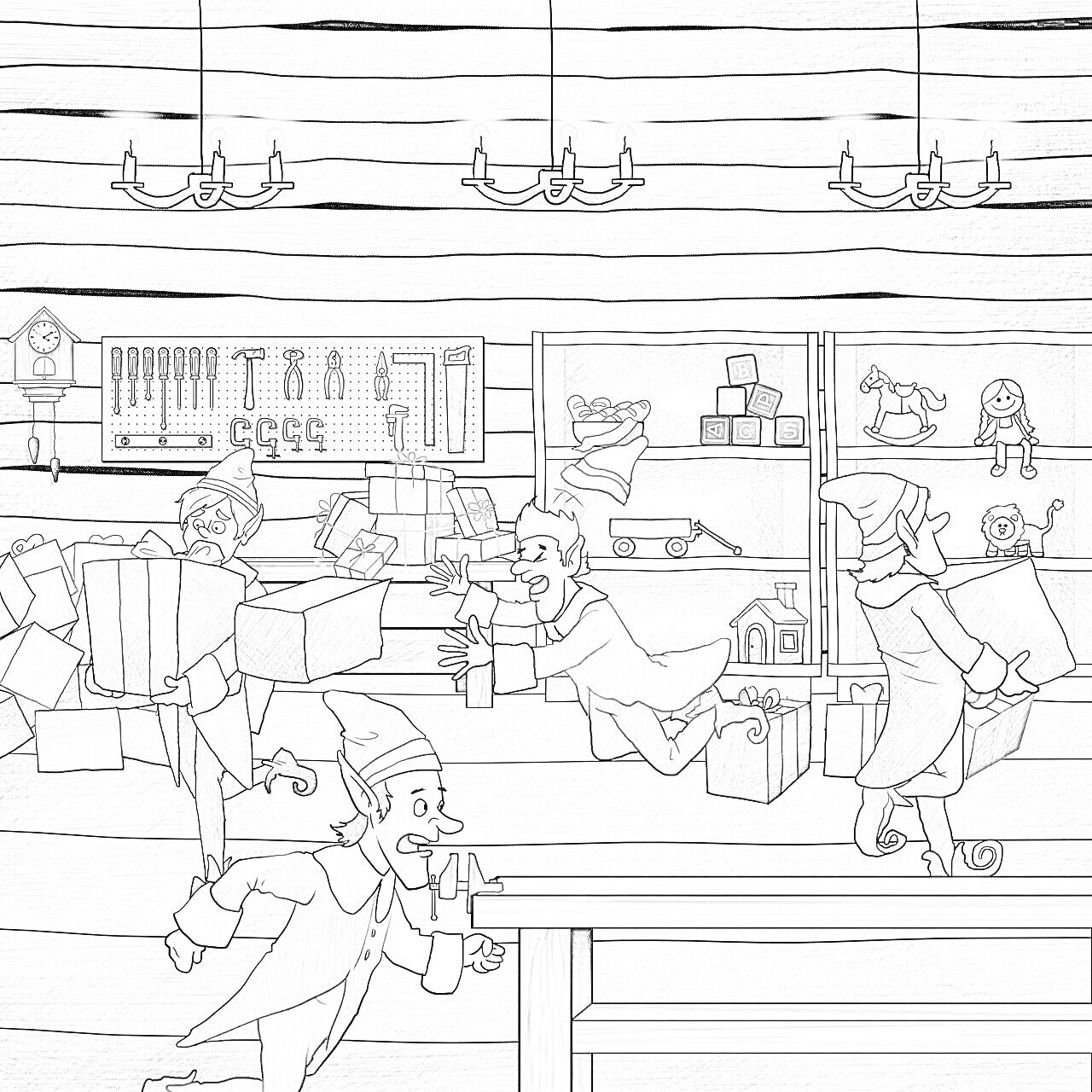 Santa's Workshop coloring page